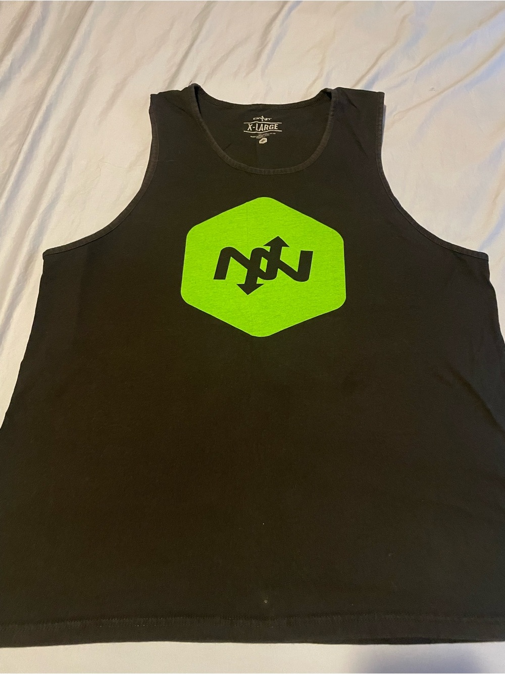 Men's Black Tank Top with Neon Green Logo